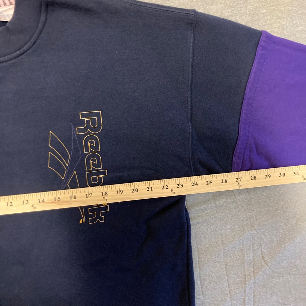 Vintage Reebok Colorblock Sweatshirt Navy Purple Mock Neck Logo Mens Medium - Picture 3 of 10